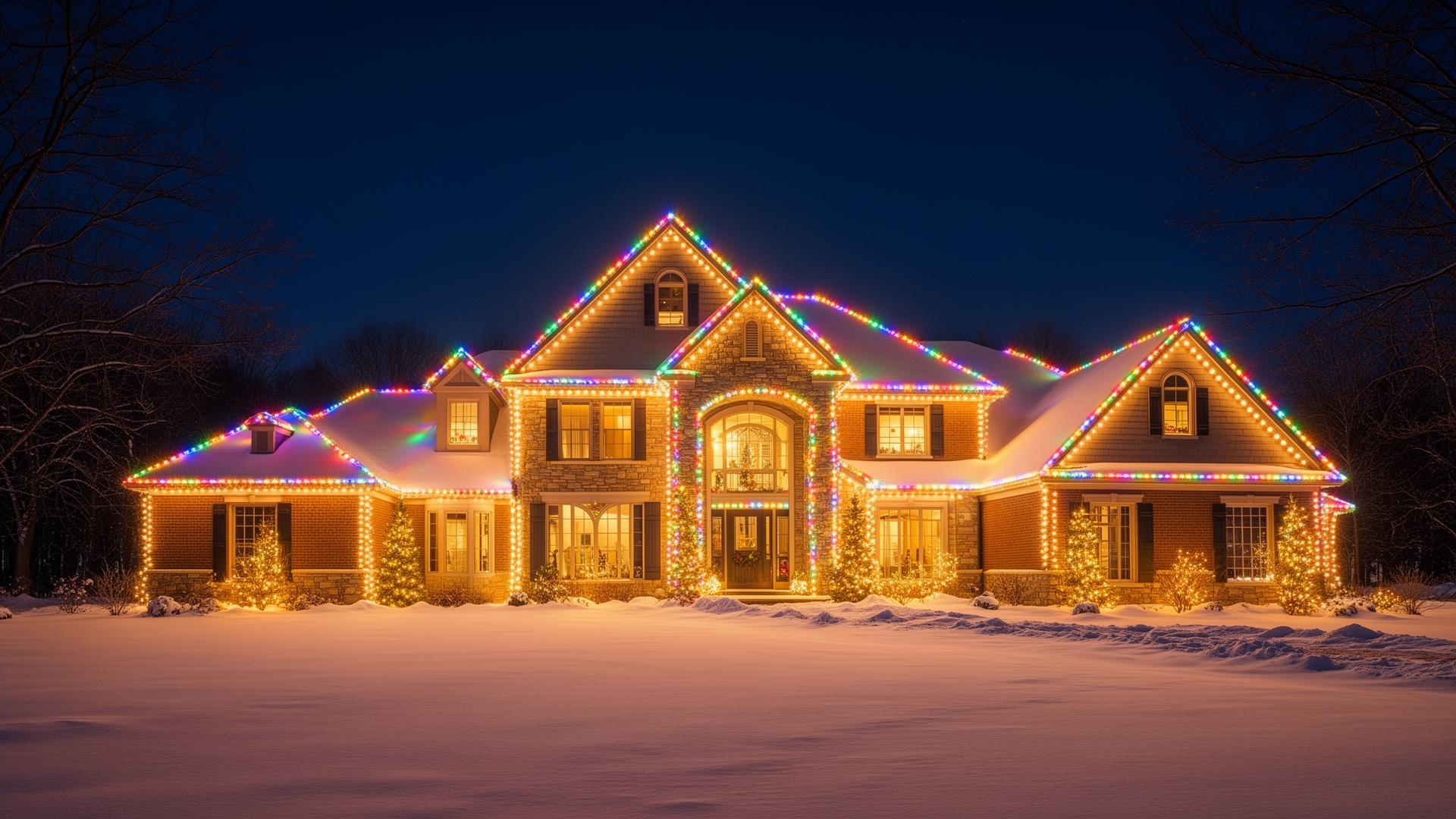 Permanent LED roofline lighting on a Lake Minnetonka home in Wayzata, Minnesota
